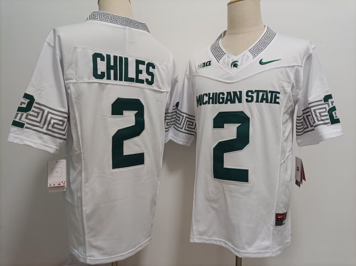 Men NCAA Michigan State #2 Chiles White 2024 Nike jersey